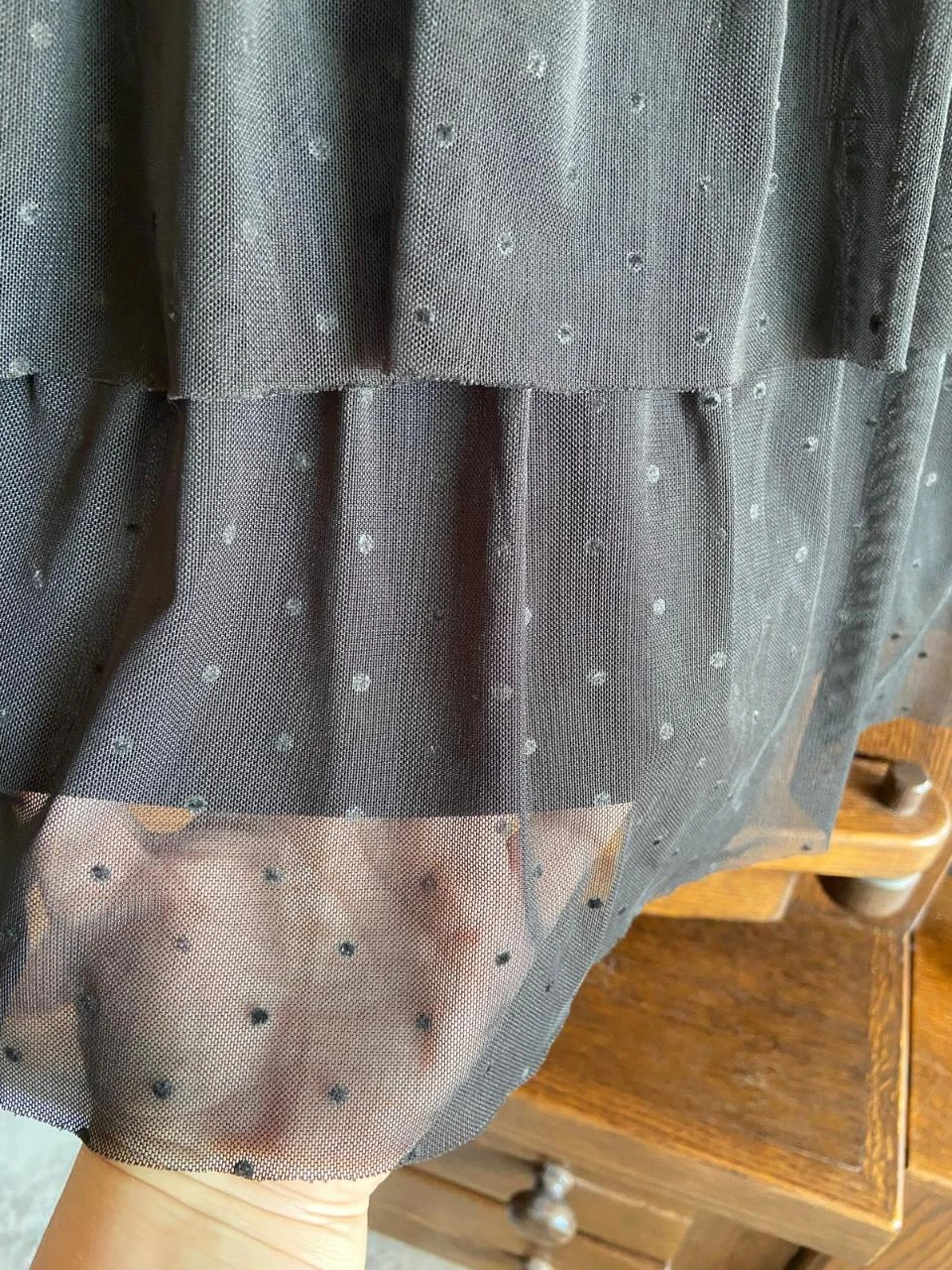 Falda larga midi negra boho con volantes y tejido plumeti. Even&Odd. – photo 5
